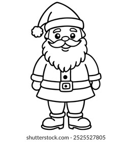 Merry Christmas vector illustration line art coloring book.