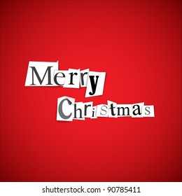 Merry Christmas - vector illustration made from newspaper letters