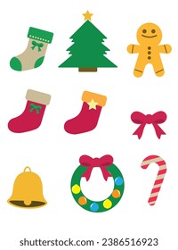 Merry christmas vector illustration. New year, merry christmas icon set, christmas pattern
