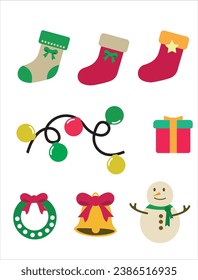 Merry christmas vector illustration. New year, merry christmas icon set, christmas pattern