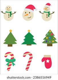 Merry christmas vector illustration. New year, merry christmas icon set, christmas pattern