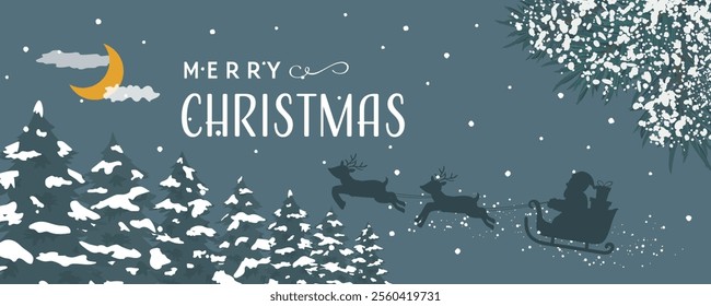 Merry christmas vector illustration. Christmas night sky.