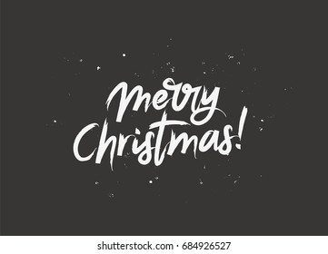 Merry Christmas. Vector illustration on a black background. Elements for design. The concept of a holiday card. Lettering and calligraphy. Stylish font.