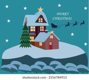 Merry Christmas vector illustration Christmas tree illustration