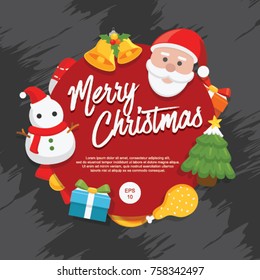 Merry Christmas, Vector Illustration, Xmas, Icon, Santa, Snowman, Snow, Belle, Snowball, Snowglobe, Cookie, Christmas Tree Snow, Banner, Poster