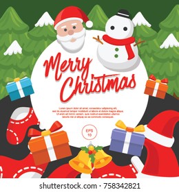 Merry Christmas, Vector Illustration, Xmas, Icon, Santa, Snowman, Snow, Belle, Snowball, Snowglobe, Cookie, Christmas Tree Snow, Banner, Poster