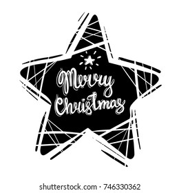 Merry Christmas vector lattering text free hand design isolated on white background. Calligraphy text for greeting cards