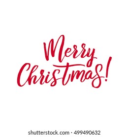 Merry Christmas vector lettering hand drawn typography card red on white