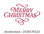 Merry Christmas Vector Lettering. Merry Christmas Handwritten Style Lettering Calligraphy. Holiday Illustration Element for Christmas Cards. Merry Christmas Script Calligraphy Text. 