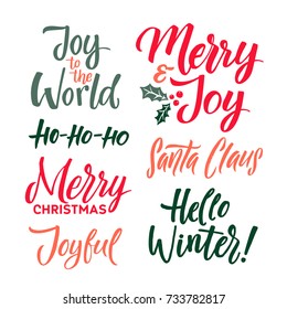 Merry Christmas Vector Lettering, Holiday  calligraphy for your design. White background. Ready for templates and posters