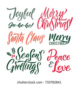 Merry Christmas Vector Lettering, Holiday  calligraphy for your design. White background. Ready for templates and posters