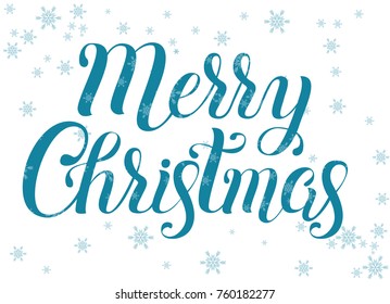 Merry Christmas vector lettering illustration. Perfect for logos, emblems, invitation, greeting card, t-shirt, prints and posters. Hand drawn Christmas inspiration phrase. 