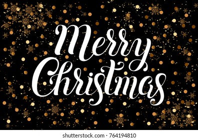 Merry Christmas vector lettering illustration. Perfect for logos, emblems, invitation, greeting card, t-shirt, prints and posters. Hand drawn Christmas inspiration phrase. 