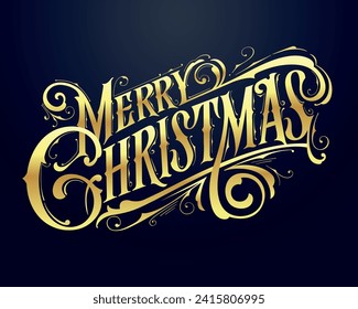 Merry Christmas. Vector lettering in Victorian style. Vector illustration.