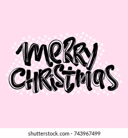 Merry Christmas vector Modern Calligraphic Lettering Poster. Creative Ink typography for Holiday Greeting Gift Card, Invitation, Banner