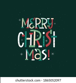 Merry Christmas vector modern typography poster