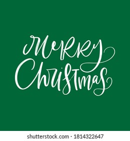 MERRY CHRISTMAS. VECTOR NEW YEAR GREETING HOLIDAY HAND LETTERING TYPOGRAPHY. T-shirt print, badge, postcard, banner design