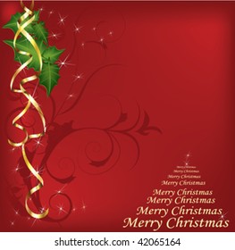 merry christmas vector on red background