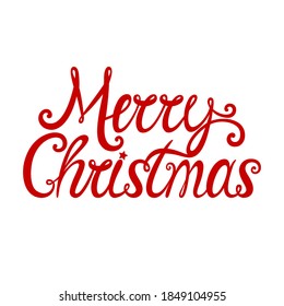 Merry Christmas vector phrase. Template for laser and paper cutting. Holiday handwritten quote. Text for greeting card, invitation, banner, poster, print t shirt. Isolated on white background.