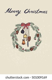 merry christmas vector postcard