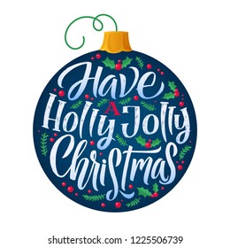 Merry Christmas Vector Poster.  Calligraphic Lettering design card template. Creative typography for Holiday Greeting Gift Poster. Have a Holly Jolly Christmas