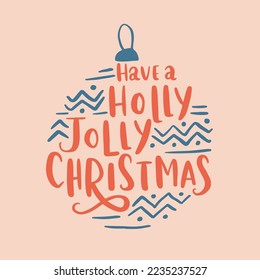 Merry Christmas Vector Poster. Calligraphic Lettering design card template. Creative typography for Holiday Greeting Gift Poster. Have a Holly Jolly Christmas