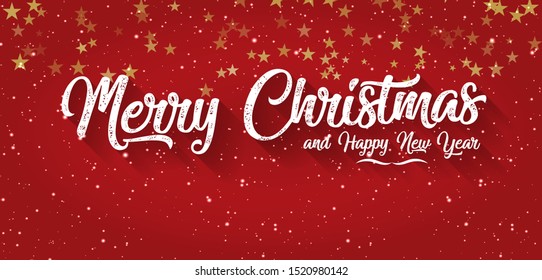 Merry Christmas - vector premium luxury design against red sunburst background. Card design for X-mas banner, greetings card, sent my e-mail wishes or printed out and written by hand. Stars texture.