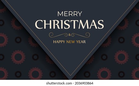Frohe Weihnachten Vektor Ready to Print graue Grußkartendesign mit Wintermustern. Frohe neue Jahr Plakatvorlage und roter Ornament.