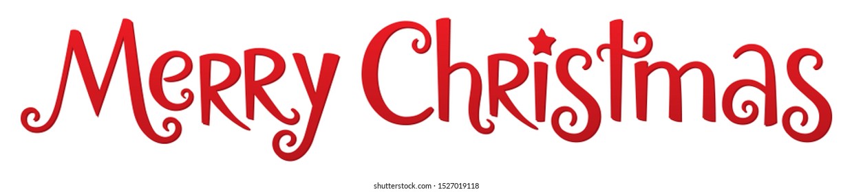 MERRY CHRISTMAS vector red seasonal hand lettering banner