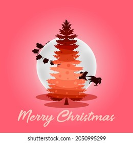 merry christmas vector with santa claus train illustration