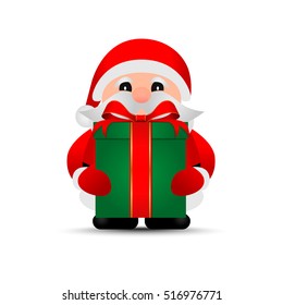 Merry christmas. Vector Santa Claus. gift