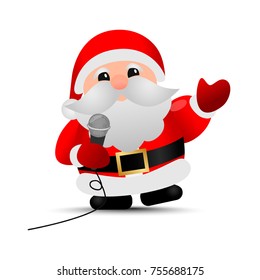 Merry christmas. Vector Santa Claus. Singer