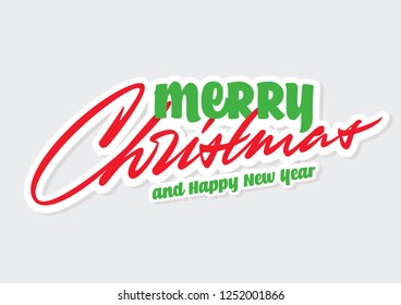 Merry Christmas vector script lettering design element