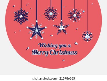 Merry christmas vector with snowflakes on white background