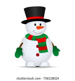 Merry christmas. Vector snowman.