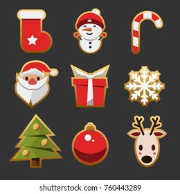Merry Christmas Vector Template 2018 Sticker icon Illustration