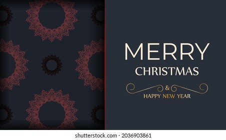 Merry Christmas vector de plantilla para el diseño de tarjetas de felicitación imprimibles en color gris con patrones de invierno. Afiche de cocina Feliz año nuevo y adorno rojo.