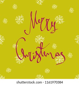 Merry Christmas vector text Calligraphic Lettering design card template. Creative typography for Holiday Greeting Gift Poster. 