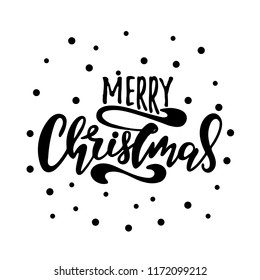 Merry Christmas vector text Calligraphic Lettering design card template.