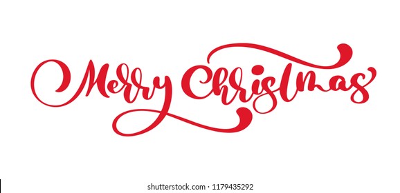 Merry Christmas vector text Calligraphic Lettering design card template. Creative typography for Holiday Greeting Gift Poster. Calligraphy Font style Banner.
