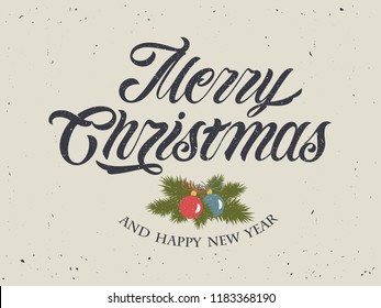 Merry Christmas vector text Calligraphic Lettering design card template. Calligraphic handmade lettering.