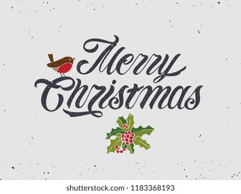 Merry Christmas vector text Calligraphic Lettering design card template. Calligraphic handmade lettering.
