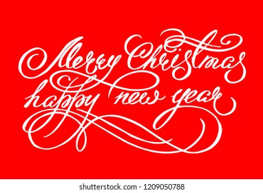 Merry Christmas vector text Calligraphic Lettering design card template. Creative typography for Holiday Greeting Gift Poster. Calligraphy Font style Banner.