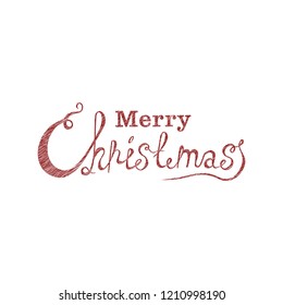 Merry Christmas vector text Calligraphic Lettering design card template. Creative typography for Holiday Greeting Gift Poster. Calligraphy Font style Banner. Red color.