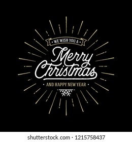 Merry Christmas vector text Calligraphic Lettering design card template. Creative typography for Holiday Greeting Gift Poster. Calligraphy Font style Banner.