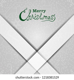 Merry Christmas vector text Calligraphic Lettering design card template. Creative typography for Holiday Greeting Gift Poster. Calligraphy Font style Banner. Snow Background.