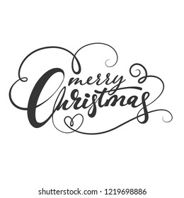 Merry Christmas vector text Calligraphic Lettering design card template. Creative typography for Holiday Greeting Gift Poster. Calligraphy Font style Banner.