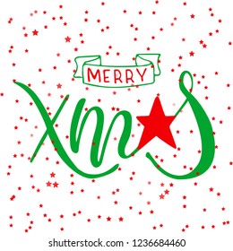 Merry Christmas vector text Calligraphic Lettering design card template. Creative typography for Holiday Greeting Gift Poster. Calligraphy Font style Banner.