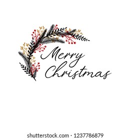 Merry Christmas vector text Calligraphic Lettering design card template. Creative typography for Holiday Greeting Gift Poster. Calligraphy Font style Banner.
