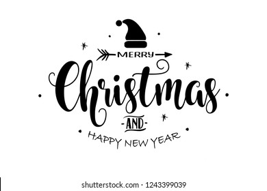 Merry Christmas vector text Calligraphic Lettering design card template. Creative typography for Holiday Greeting Gift Poster. Calligraphy Font style Banner.